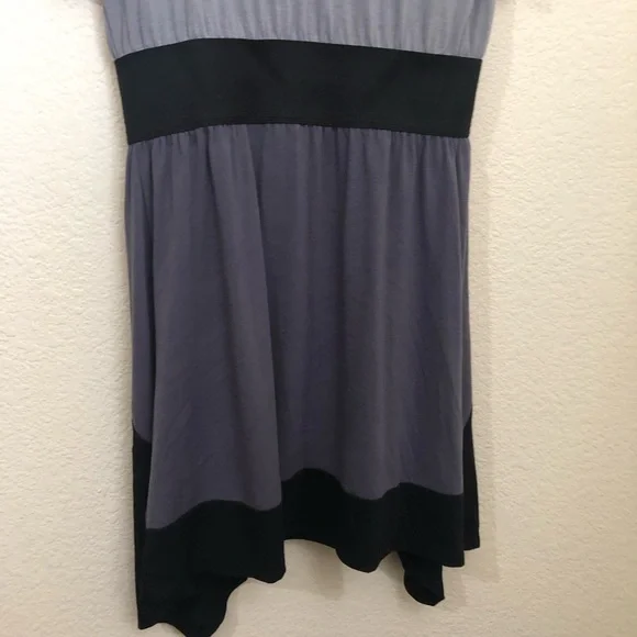 AS U WISH Medium Layered Belted Dress Colorblock Black Gray Short Sleeve NWOT - Picture 14 of 16